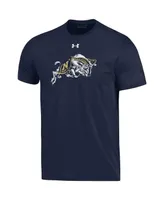 Men's Under Armour Navy Midshipmen School Mascot Logo Performance Cotton T-shirt