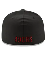 Men's New Era Black San Francisco 49Ers Alternate Logo Team 49Fifty Fitted Hat