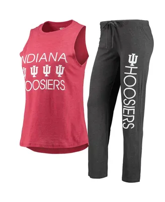 Women's Concepts Sport Charcoal, Crimson Indiana Hoosiers Tank Top and Pants Sleep Set