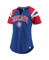 Women's Starter Royal and Red Chicago Cubs Game On Notch Neck Raglan T-shirt