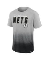 Men's Fanatics Heathered Gray and Black Brooklyn Nets Board Crasher Dip-Dye T-shirt