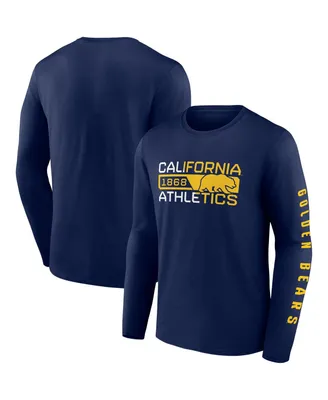 Men's Fanatics Navy Cal Bears Broad Jump 2-Hit Long Sleeve T-shirt