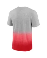 Men's Fanatics Heathered Gray and Red Atlanta Hawks Board Crasher Dip-Dye T-shirt