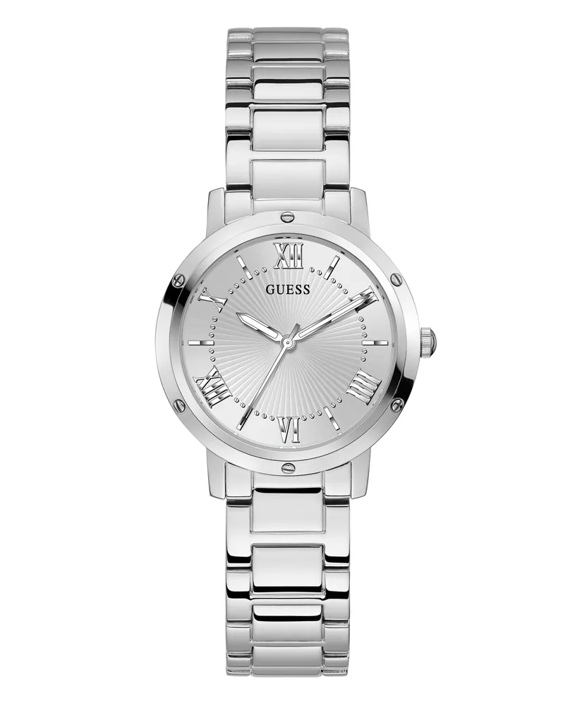 Guess Women's Silver-Tone Stainless Steel Bracelet Watch, 34mm - Silver