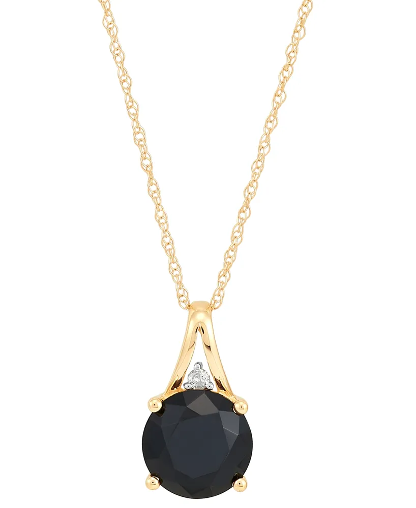 Macy's Onyx & Diamond Accent 18 Pendant Necklace in 14k Gold