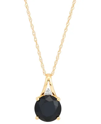 Onyx & Diamond Accent 18" Pendant Necklace in 14k Gold