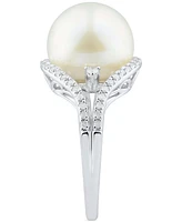 Honora Cultured White Ming Pearl (11-13mm) & Diamond (1/3 ct. t.w.) Ring 14k Gold