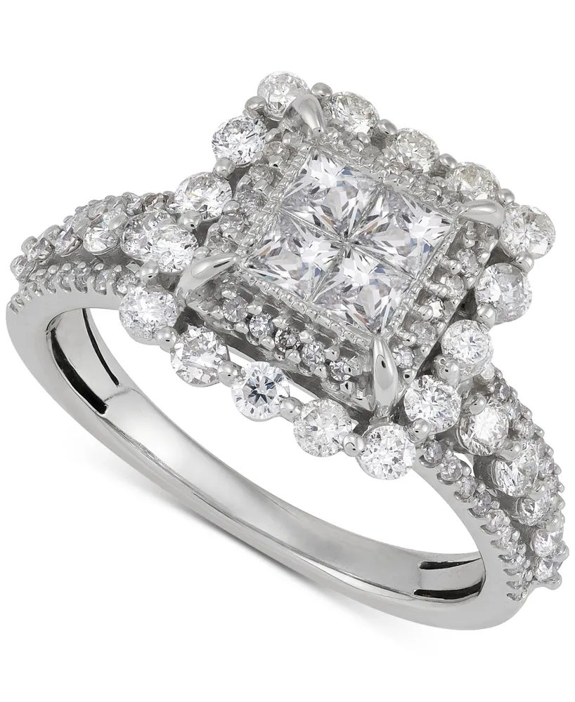 Macy's Diamond Quad Engagement Ring (2 ct. t.w.) in 14k White Gold - Macy's