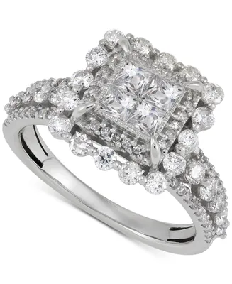 Diamond Princess Quad Cluster Ring (1-1/2 ct. t.w.) in 14k White Gold