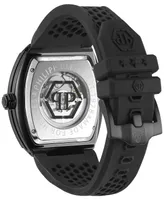Philipp Plein Men's Automatic The $keleton Rainbow Crystal and Black Silicone Strap Watch 44mm