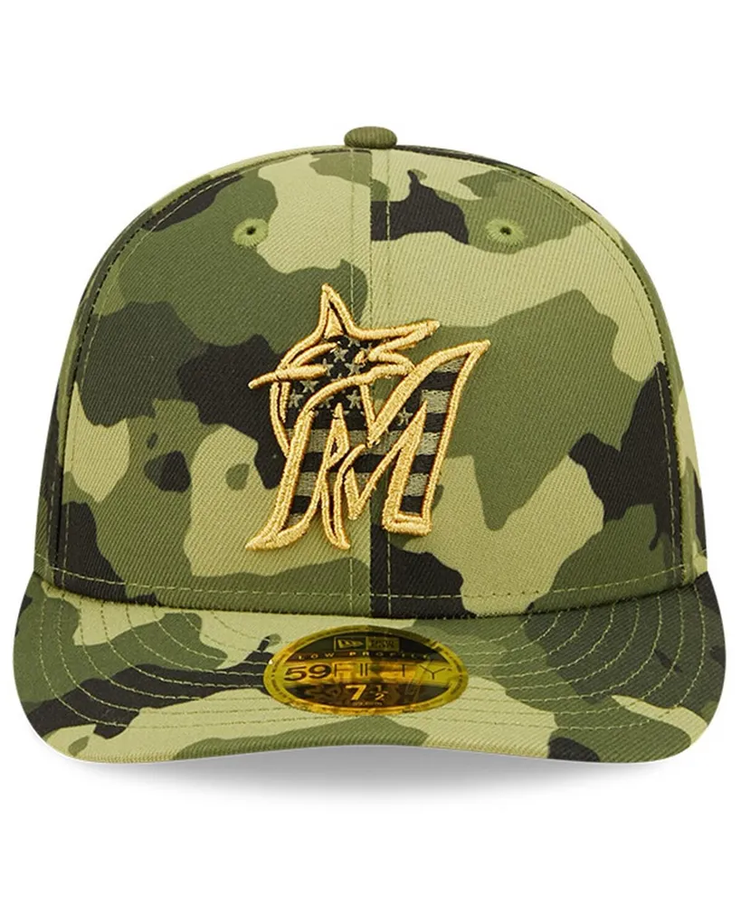 Men's New Era Camo Miami Marlins 2022 Armed Forces Day On-Field Low Profile 59Fifty Hat