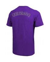 Men's Majestic Threads Purple Colorado Rockies Throwback Logo Tri-Blend T-shirt