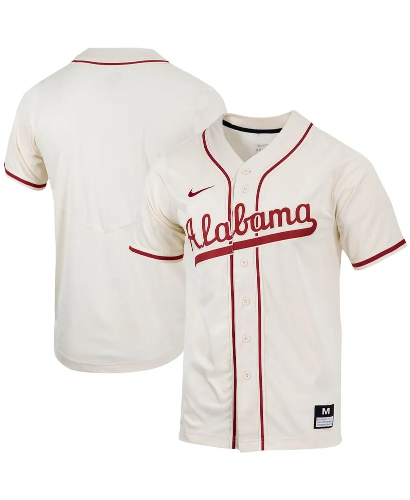 Men's Nike Natural Alabama Crimson Tide Replica Full-Button Baseball Jersey