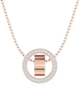 Swarovski Rose Gold-Tone Crystal Circle 29-1/2" Adjustable Pendant Necklace