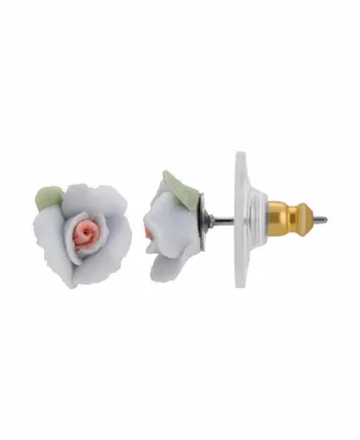 Women's Small Porcelain Rose Stud Earring