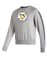 Men's adidas Heathered Gray Pittsburgh Penguins Team Classics Vintage-Like Pullover Sweatshirt