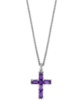 Effy Amethyst Cross 18" Pendant Necklace (5 ct. t.w.) in Sterling Silver