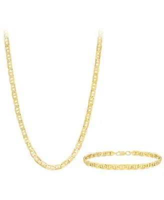 Mens Solid Mariner Link Chain Necklace Bracelet 5 5 8mm In 10k Gold
