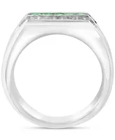 Effy Men's Tsavorite (3/4 ct. t.w.) & White Sapphire Ring (1-1/4 ct. t.w.) in Sterling Silver