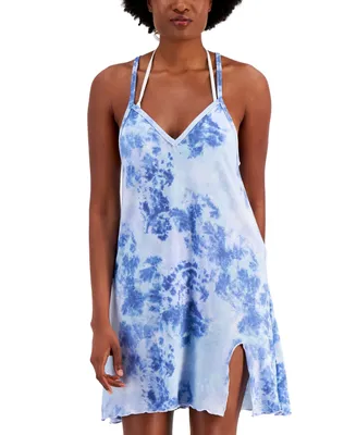 Miken Juniors' Knotted Tie-Dye-Print Cover-Up Dress, Created for Macy's
