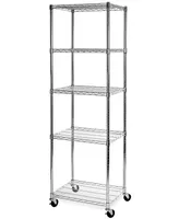 Seville Classics UltraDurable Commercial-Grade 5-Tier Nsf-Certified Steel Wire Wheeled Shelving