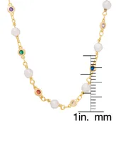 Macy's Women's Imitation Pearl and Stimulated Gemstones Necklace