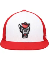 Men's adidas White and Red Nc State Wolfpack On-Field Baseball Fitted Hat