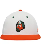 Men's adidas White and Orange Miami Hurricanes Miami Maniac On-Field Baseball Fitted Hat