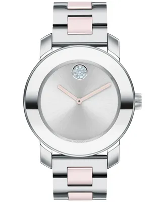 Movado Women's Swiss Bold Blush Ceramic & Stainless Steel Bracelet Watch 36mm