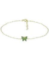 Giani Bernini Green Cubic Zirconia Butterfly Ankle Bracelet, Created for Macy's