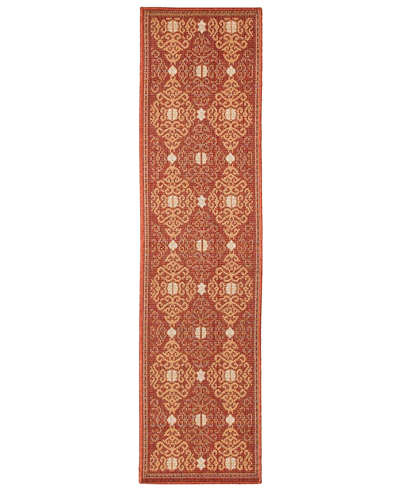 Liora Manne' Patio Suzani Diamonds 1'11" x 7'6" Runner Outdoor Area Rug