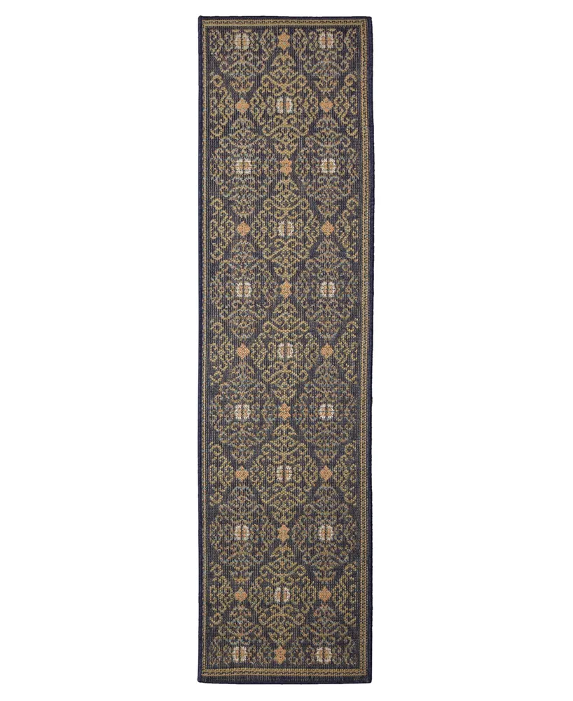 Liora Manne' Patio Suzani Diamonds 1'11" x 7'6" Runner Outdoor Area Rug