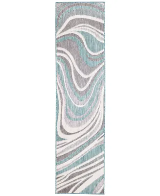 Liora Manne' Malibu Waves 1'11" x 7'6" Runner Outdoor Area Rug