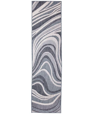 Liora Manne' Malibu Waves 1'11" x 7'6" Runner Outdoor Area Rug