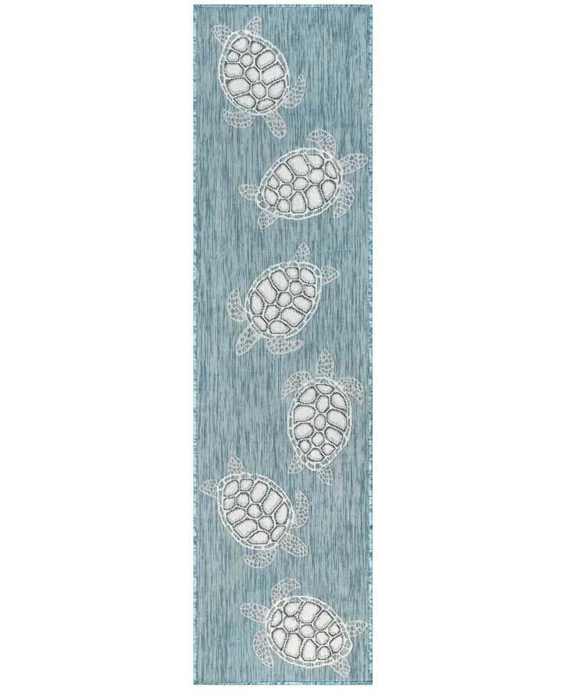 Liora Manne' Carmel Seaturtles 1'11" x 4'11" Runner Outdoor Area Rug