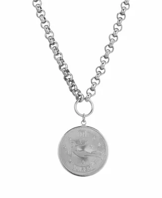 Women's Round Virgo Pendant Necklace - Silver