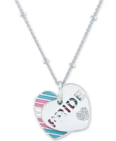 Diamond Accent & Enamel Pride Double Heart 18" Pendant Necklace in Sterling Silver