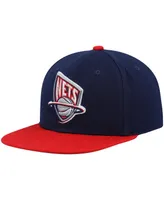 Men's Mitchell & Ness Navy, Red New Jersey Nets Hardwood Classics Core Side Snapback Hat