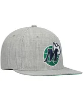 Men's Mitchell & Ness Heathered Gray Dallas Mavericks Hardwood Classics Team 2.0 Snapback Hat