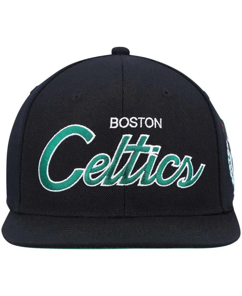 Men's Mitchell & Ness Black Boston Celtics Hardwood Classics Script 2.0 Snapback Hat