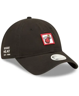 Women's New Era Black Miami Heat Mini Patch 9Twenty Adjustable Hat