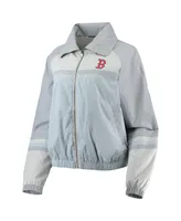 Women's The Wild Collective Navy Boston Red Sox Colorblock Track Raglan Full-Zip Jacket