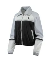 Women's The Wild Collective Black Chicago White Sox Colorblock Track Raglan Full-Zip Jacket