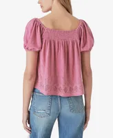 Lucky Brand Women's Square-Neck Peasant Top