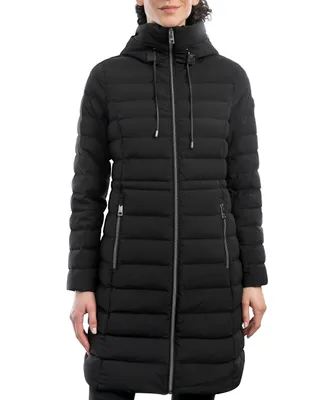 Michael Michael Kors Women's Anorak Hooded Faux-Leather-Trim Down Packable Puffer Coat, Created for Macy's