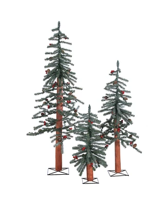 Unlit Frosted Alpine Trees, Set of 3