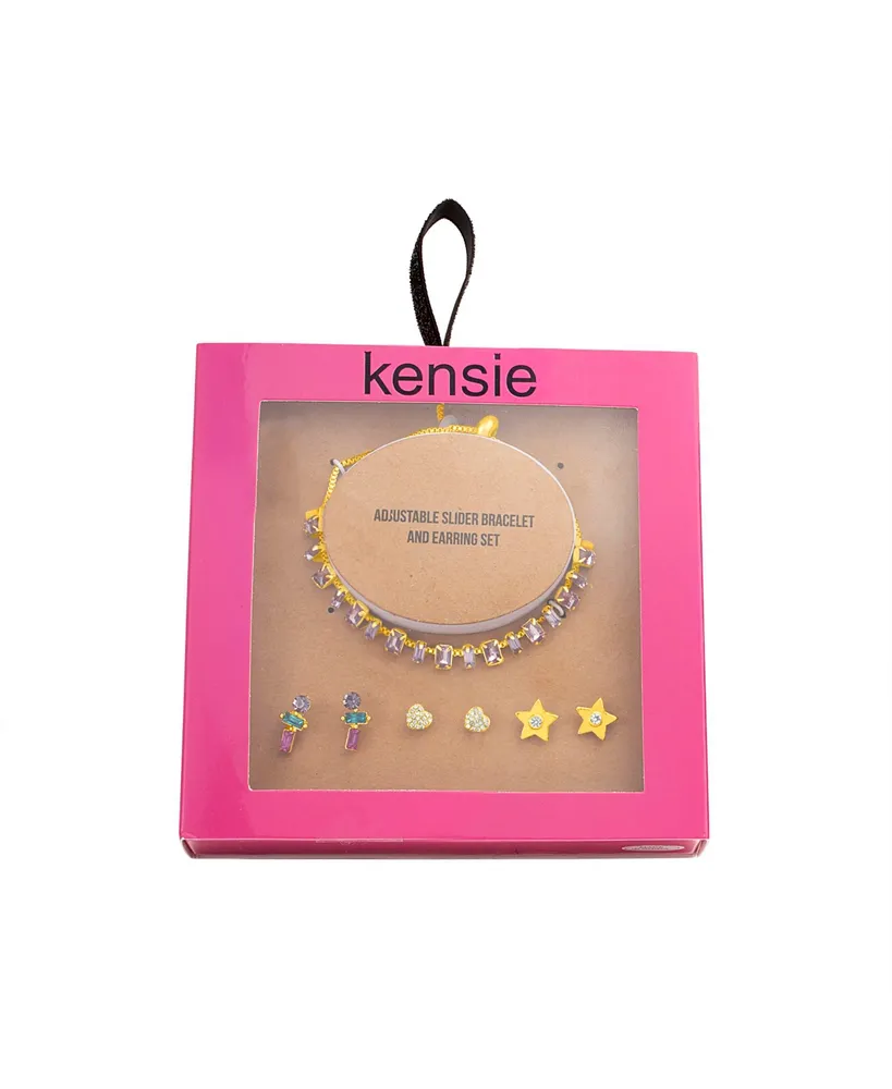 kensie Rhinestone Bracelet and Stud Earring Set