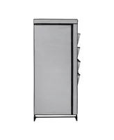 Wide Portable Wardrobe Closet with Cover and Side Pockets, 27"