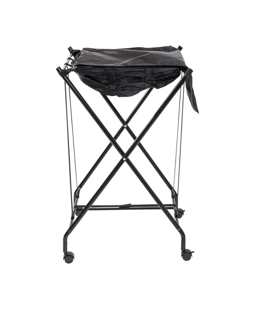 Single Bounce Back Hamper No Bend Laundry Basket on Wheels with Lid