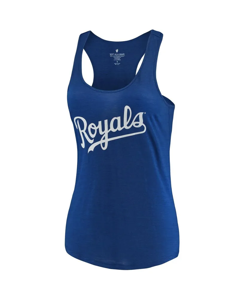 Women's Soft As A Grape Royal Kansas City Royals Plus Swing for the Fences Racerback Tank Top